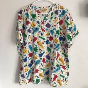 SCRUBS L art painting scrub top